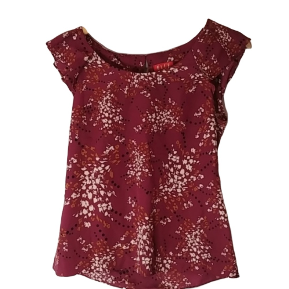 Elle XS Fuchsia/ Burgundy Floral Blouse